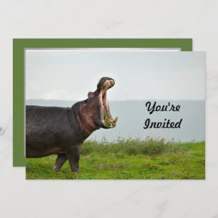 Wildlife Hippopotamus Photo Birthday Invitation