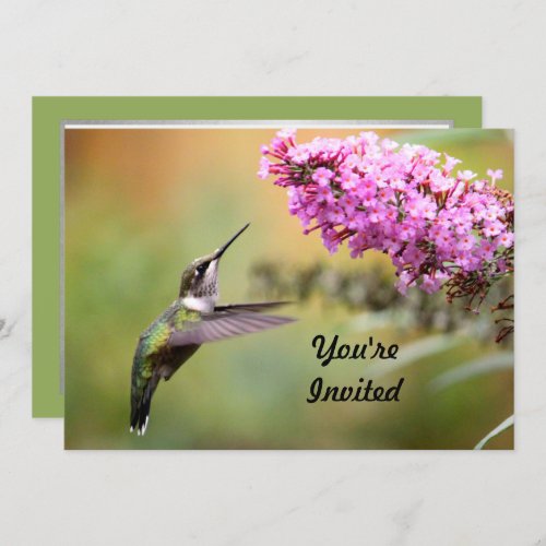 Wildlife Hummingbird Floral Photo Birthday Invitation
