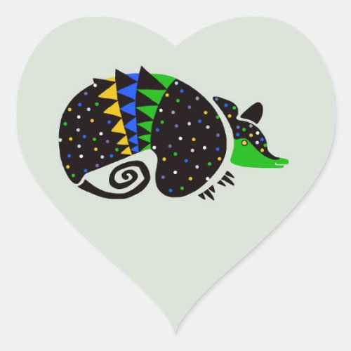 Wildlife _  I love ARMADILLOS _ Brazil _ Green Heart Sticker
