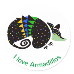Wildlife -I love Armadillos - Nature - Classic Round Sticker