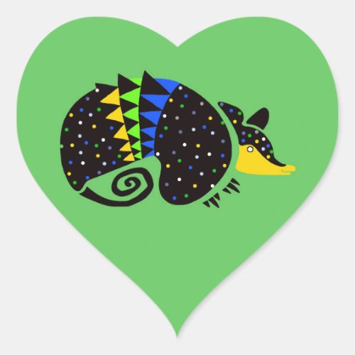 Wildlife _  I love Armadillos _Nature _ Green Heart Sticker