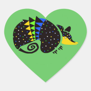 Wildlife - I love Armadillos -Nature - Green Heart Sticker