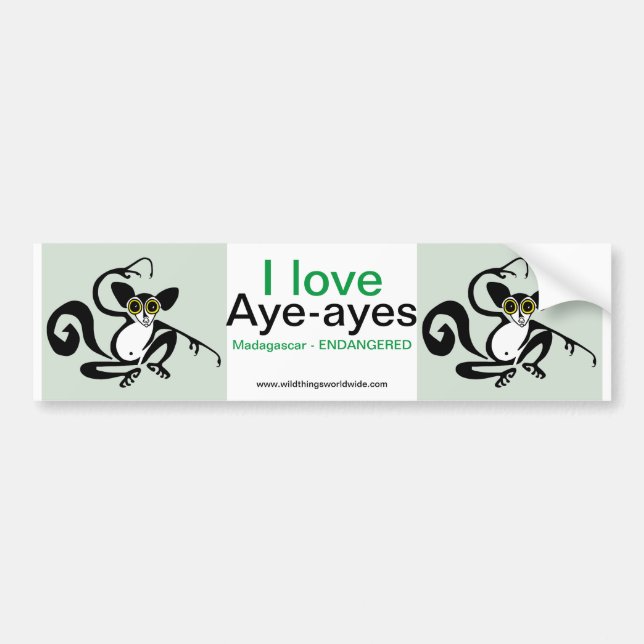 Wildlife -  I love AYE-AYEs - Nature Bumper Sticker (Front)