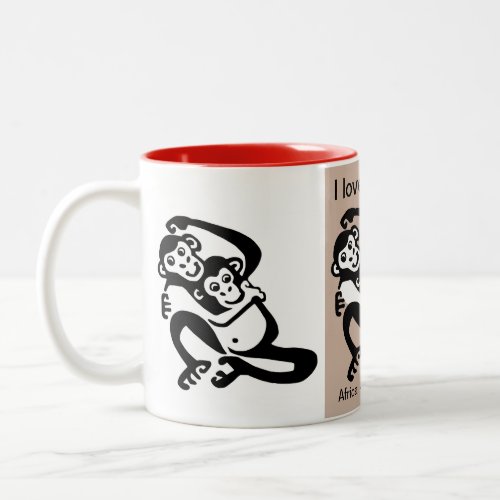 Wildlife _  I love BONOBOS _Chimpanzee _Nature Two_Tone Coffee Mug