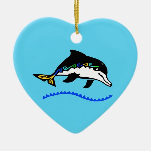 Wildlife _ I love DOLPHINS _ Nature _ Ocean blue Ceramic Ornament