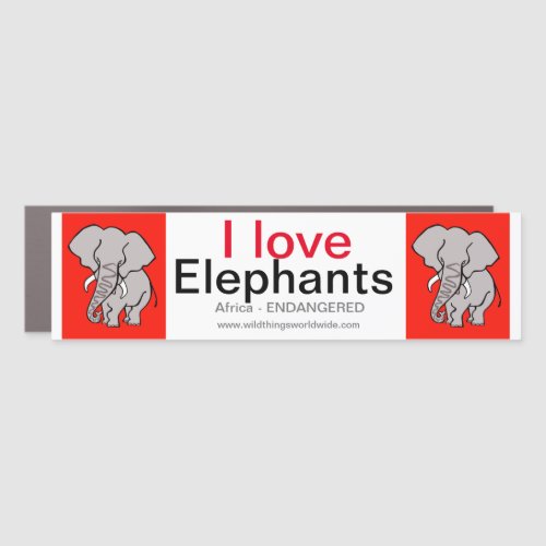 Wildlife _ I love ELEPHANTS _ Animal lover _Red  Car Magnet