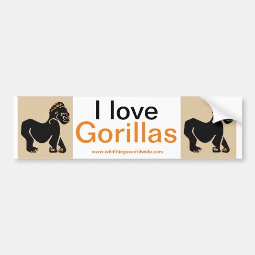 Wildlife _  I love GORILLAS_ Nature _  Bumper Sticker