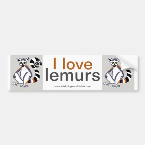 Wildlife _ I love LEMURS_ Endangered animal _ Bumper Sticker