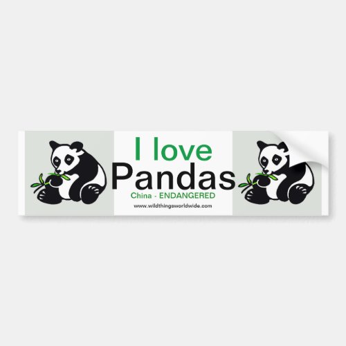 Wildlife _  I love PANDAS _Conservation _Green  Bumper Sticker