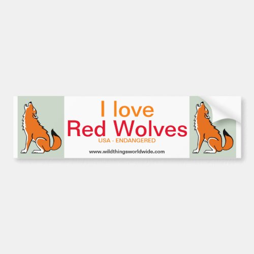 Wildlife _ I love Red WOLVES _Animal lover _Nature Bumper Sticker