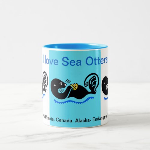 Wildlife _ I love Sea OTTERS _Animal lover _Nature Two_Tone Coffee Mug