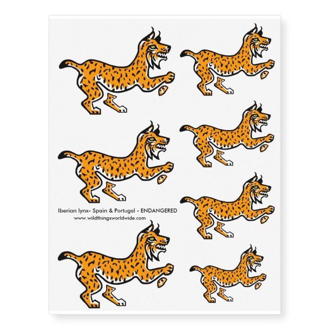 Wildlife- Iberian LYNX - Endangered animal -Nature Temporary Tattoos (Front)