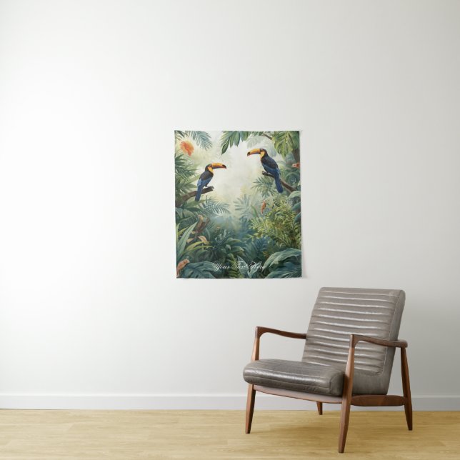 Wildlife illustration Personalized Photo & Text Tapestry (In Situ)