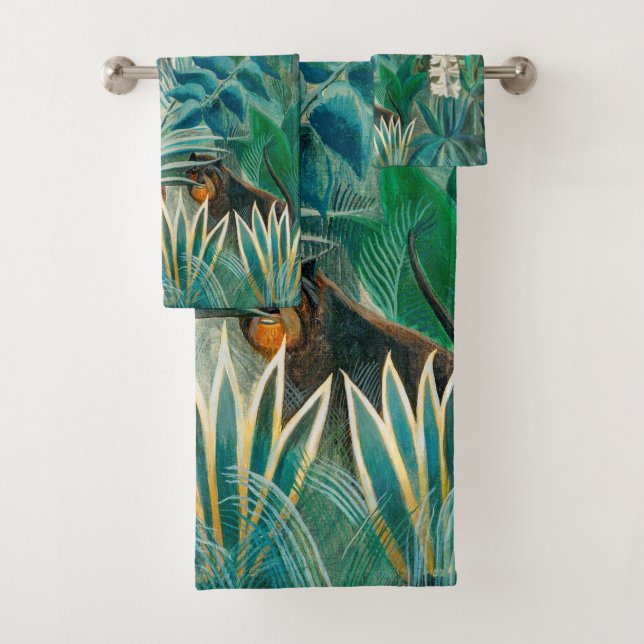 Wildlife in Tropical Jungle Painting Bath Towel Set (Insitu)