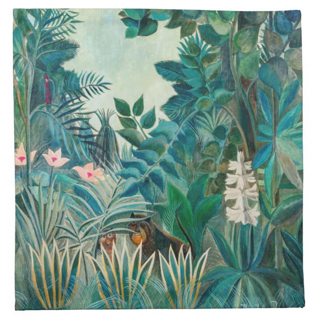Wildlife in Tropical Jungle Painting Cloth Napkin (Front)