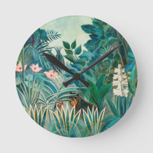 Wildlife in Tropical Jungle Painting Round Clock