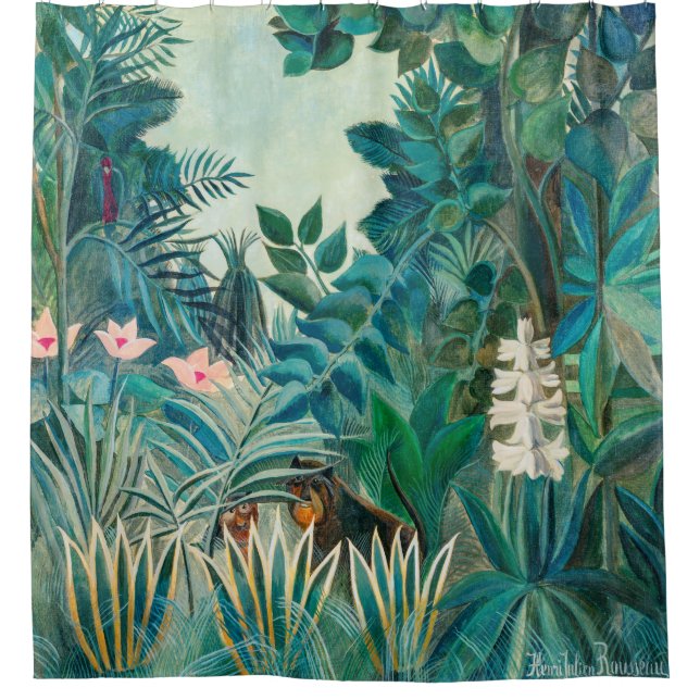Wildlife in Tropical Jungle Painting Shower Curtain (Front)