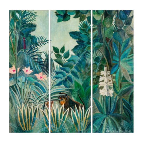 Wildlife in Tropical Jungle Painting Triptych
