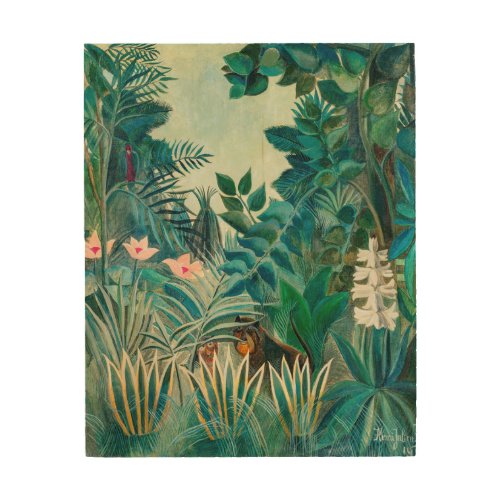 Wildlife in Tropical Jungle Painting Wood Wall Art