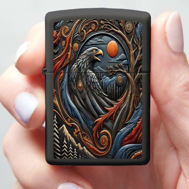Wildlife-Inspired Eagle Artwork Zippo Lighter (In Hand)