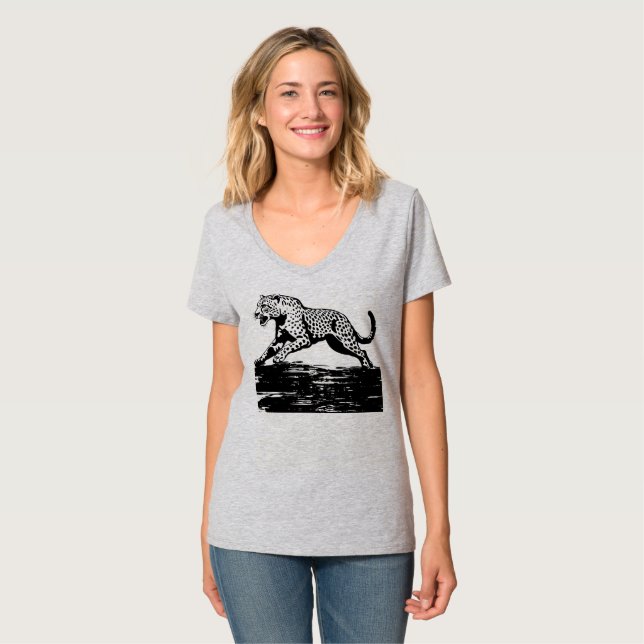 Wildlife Jaguar Sprint Grey T-Shirt (Front Full)