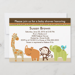 Wildlife Jungle Animals Baby Shower Invitation