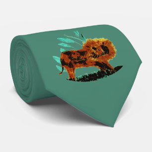 Wildlife Jungle Big Cat Art Lion Neck Tie