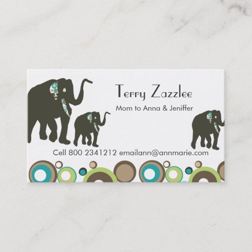 Wildlife Jungle Mommy Elephant  Safari Business Card Template