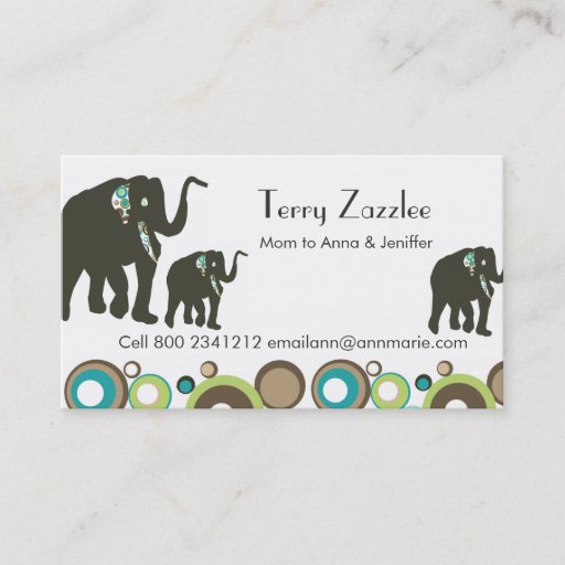 Customizable Wildlife Jungle Mommy Elephant  Safari Business Card Template