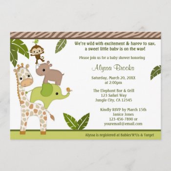 Wildlife Jungle Monkey Baby Shower Invitation Wjc by MonkeyHutDesigns at Zazzle