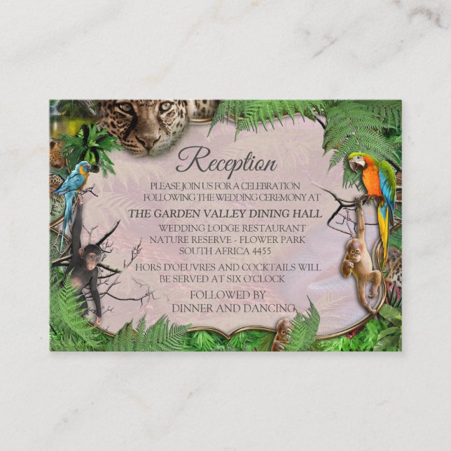 Wildlife Jungle Plants & Animals Enclosure Card (Front)