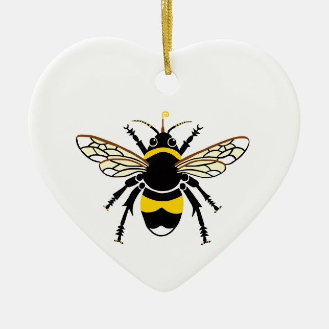 Wildlife - Kawaii yellow & black BEE - Nature Ceramic Ornament (Front)