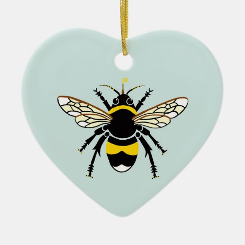 Wildlife _ Kawaii yellow  black BEE _ Nature Ceramic Ornament