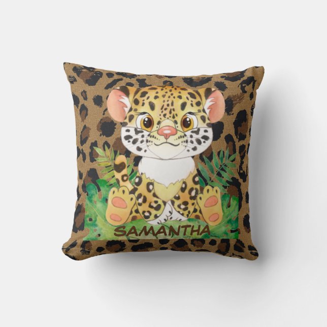 Wildlife  leopard Baby  Throw Pillow (Front)