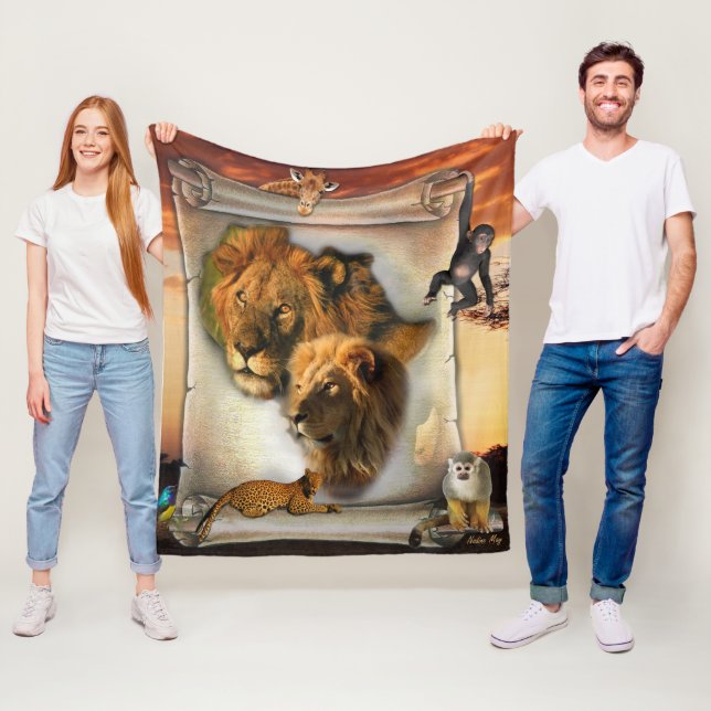 Wildlife Lion from Africa Fleece Blanket (In Situ)