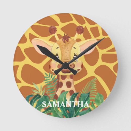 Wildlife Loveable Giraffe Baby  Round Clock