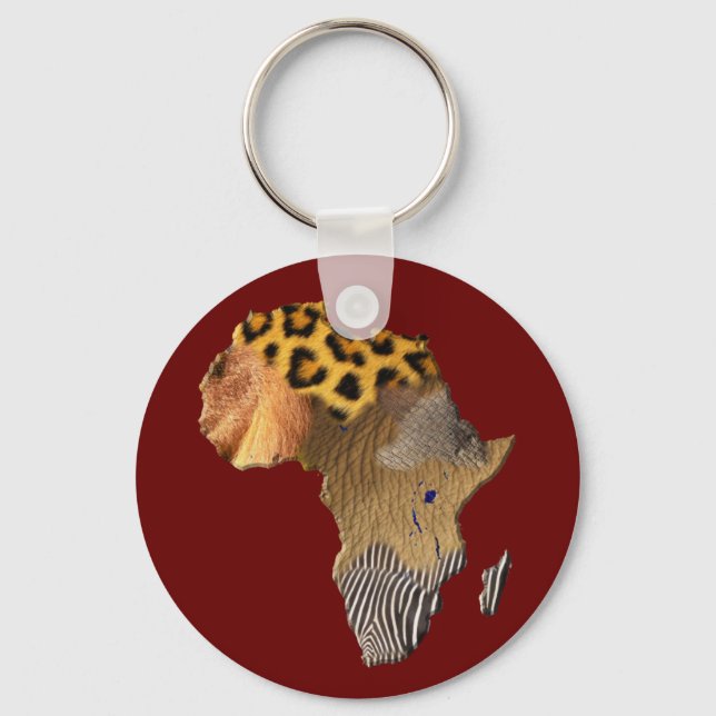 Wildlife Map of AFRICA Keychain (Front)