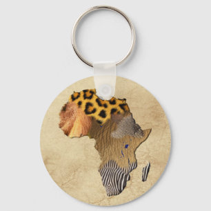 Wildlife Map of AFRICA Keychain