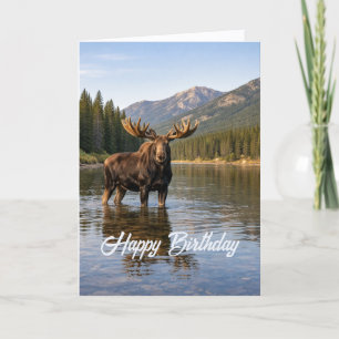 Wildlife Moose Mountain River Birthday Card