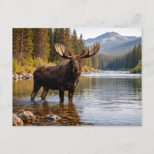 Wildlife Moose Wilderness River Postcard