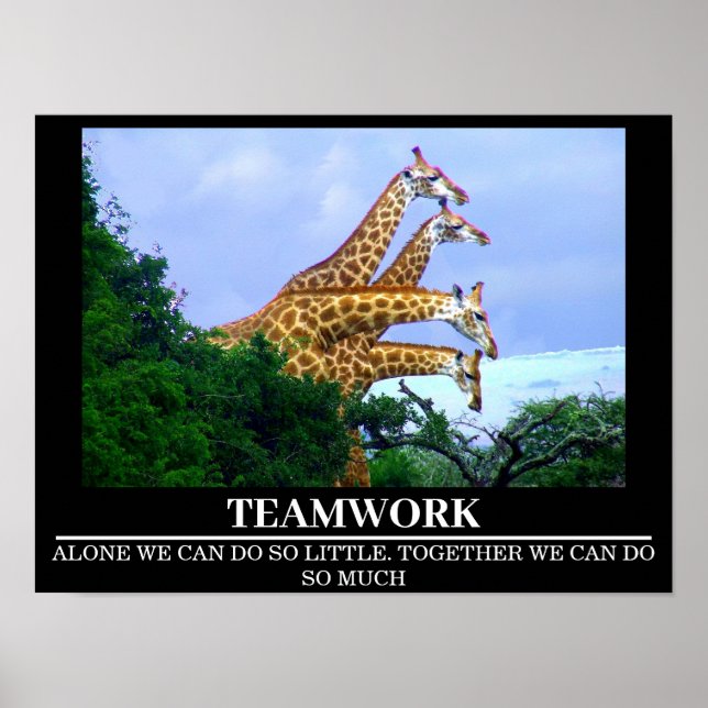Wildlife Motivational Posters Giraffe Teamwork (Front)