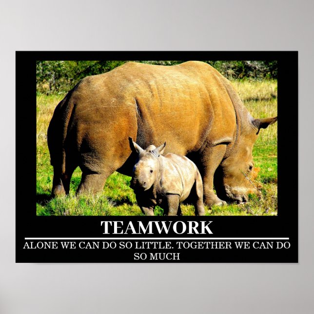 Wildlife Motivational Posters Rhinos Teamwork (Front)