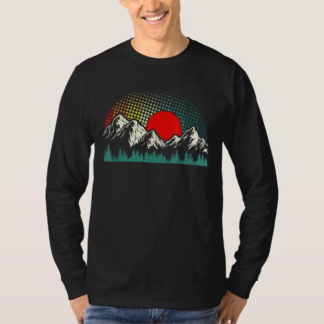 Wildlife Mountains Sunset Outdoor Camping Hiking T-Shirt (Front)