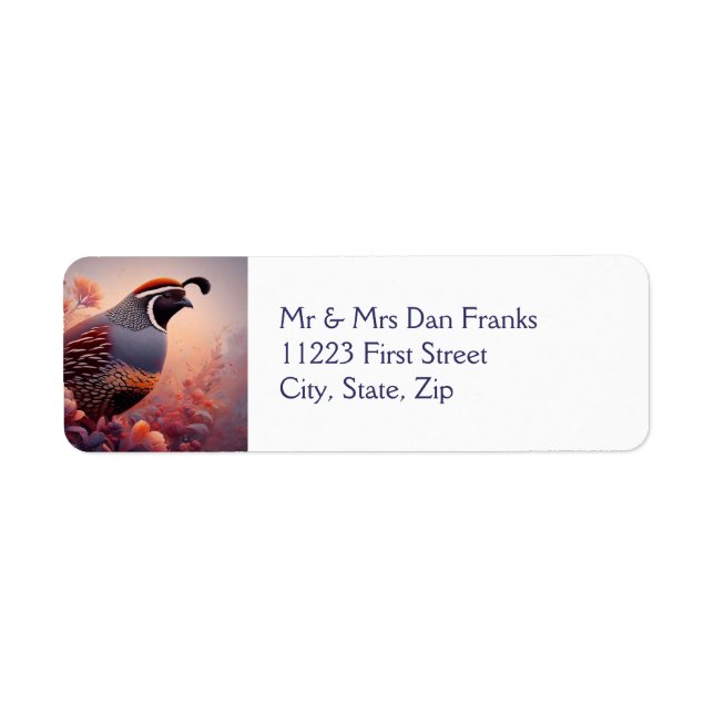Wildlife Nature California Quail Bird Label (Front)