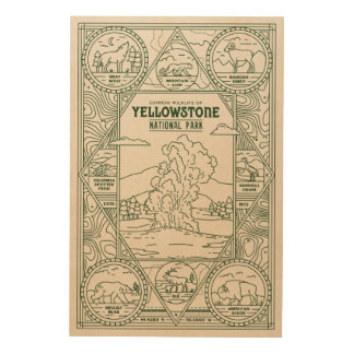 Wildlife of Yellowstone Vintage Wood Art