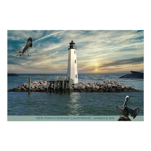 Wildlife on the Bay at New Point Comfort Light Photo Print