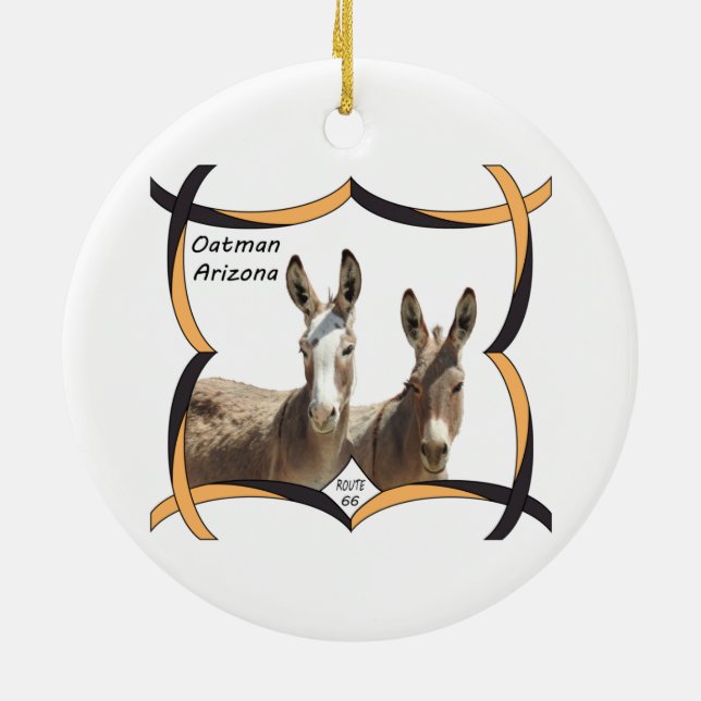 Wildlife ornament, donkeys, Oatman, Arizona Ceramic Ornament (Back)