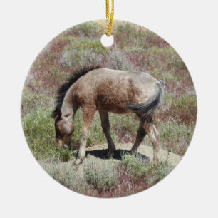 Wildlife ornament, wild horse, wildlife, nature ceramic ornament