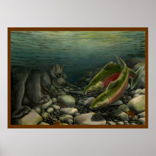 Wildlife Painting Canadian Nature Prints Salmon