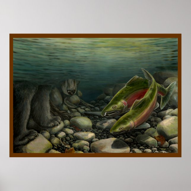 Wildlife Painting Canadian Nature Prints Salmon (Front)